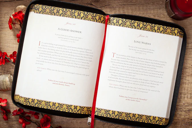 Wisdom for Life ziparound devotional - interior image