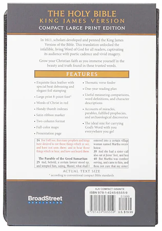 KJV Holy Bible Compact Granite - interior image