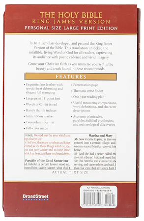 KJV Holy Bible Personal Caramel - interior image