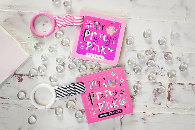 Shiny Vinyl Stroller Books Set – Pink - interior image