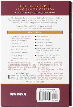 KJV Holy Bible Giant Print Compact Garnet - interior image