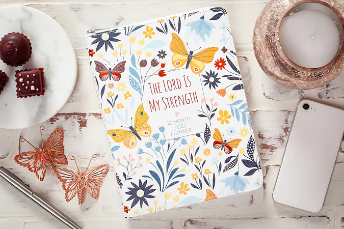 The Lord Is My Strength (2027 Planner) faux ziparound - interior image