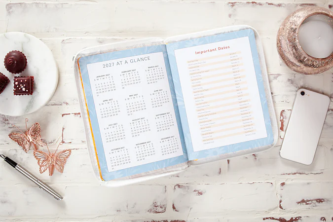 The Lord Is My Strength (2027 Planner) faux ziparound - interior image